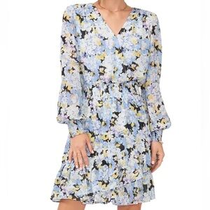 Vince Camuto Blue Yellow Floral Crossover Dress NWT XL